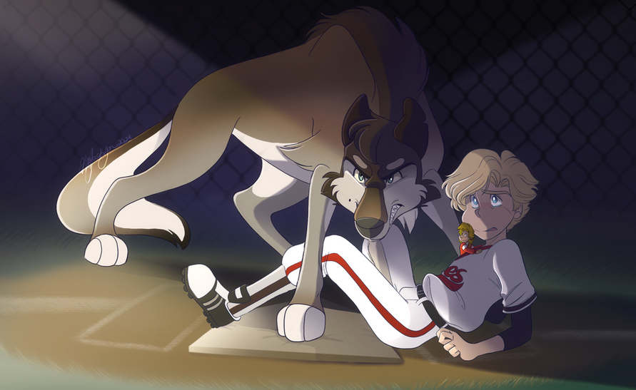 Wolf protecting boy