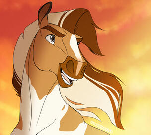 Horse head at sunset